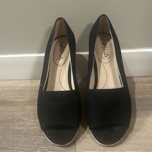 Black Peep Toe Wedges - size 9 (gently worn)